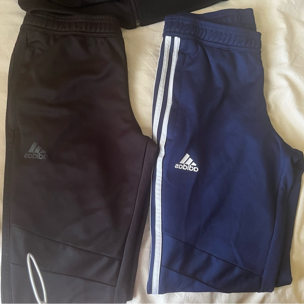 Adidas Black Jacket, Black & Navy Three-Stripe Joggers womens (small) - Picture 2 of 5